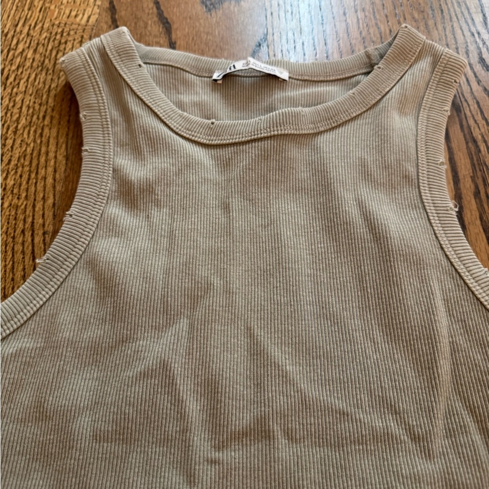 Tan Ribbed Tank Top - Picture 2 of 3